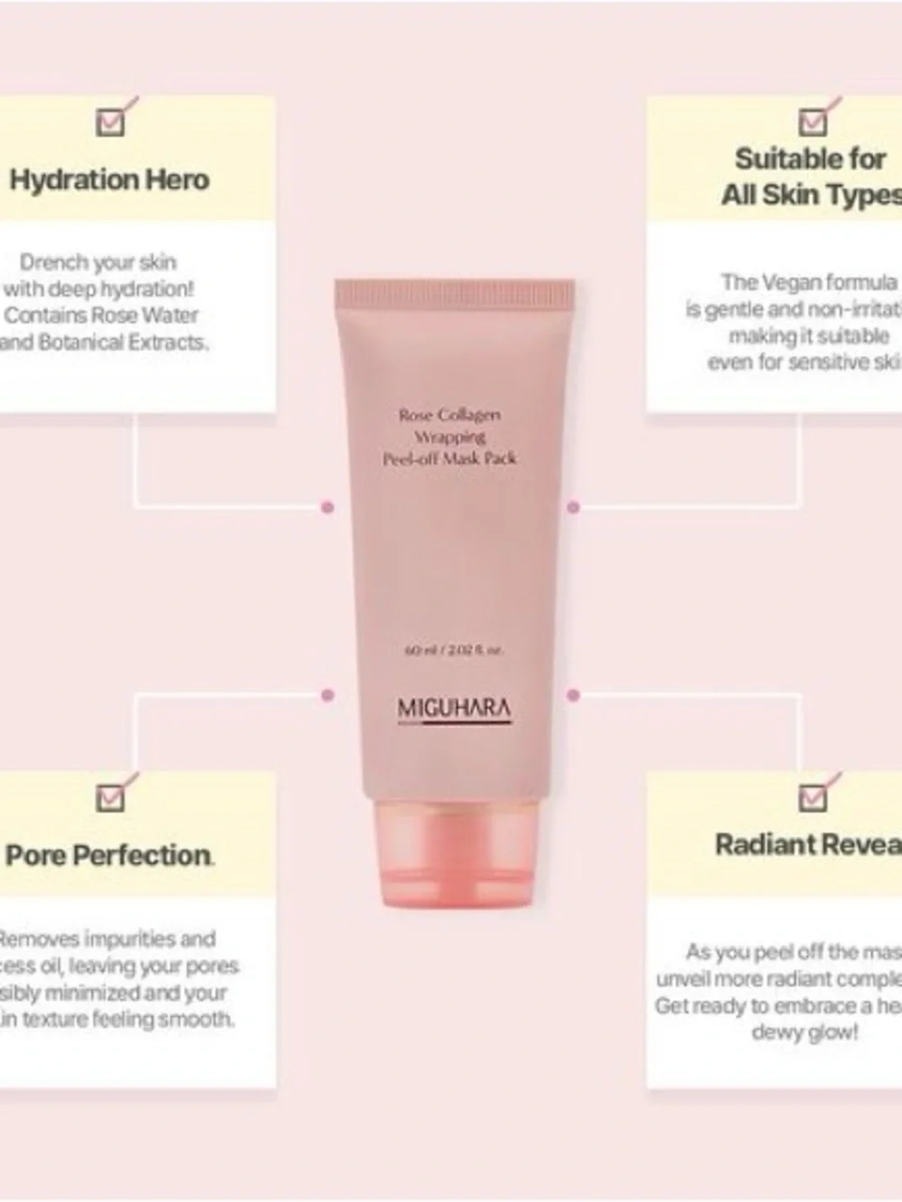 MIGUHARA Rose Collagen Wrapping Peel-off Mask Pack - 60 Ml Exp 12/27
